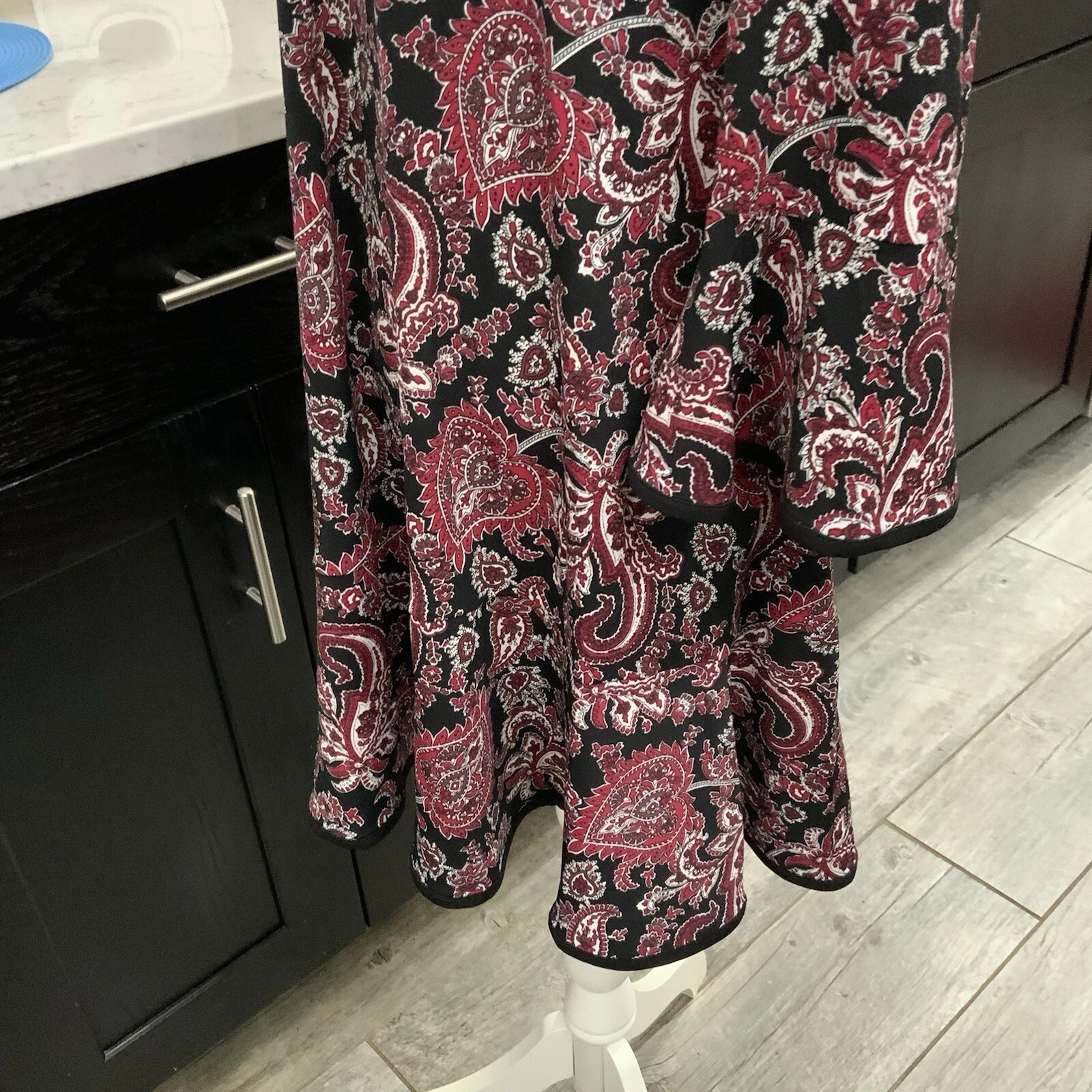 Abito Michael Michael Kors taglia grande stampa floreale pop paisley manica a campana nuovo