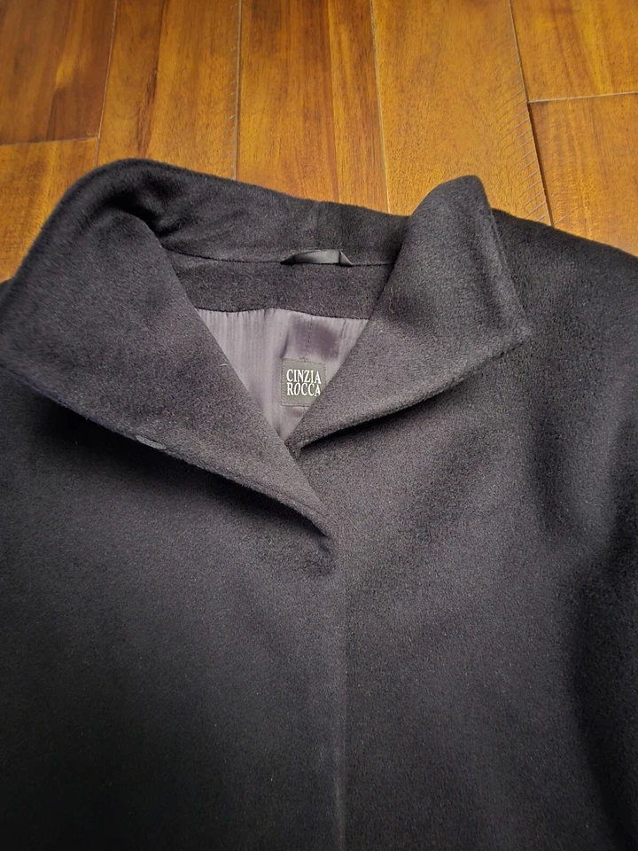 VTG Cinzia Rocca Women's Angora Wool Long Coat Black • Size 112 - Image 4 of 4