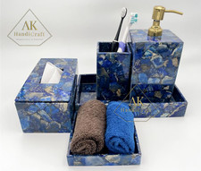 Luxury Sodalite Bathroom Set 5 Piece Handmade Gemstone Bath Accessories