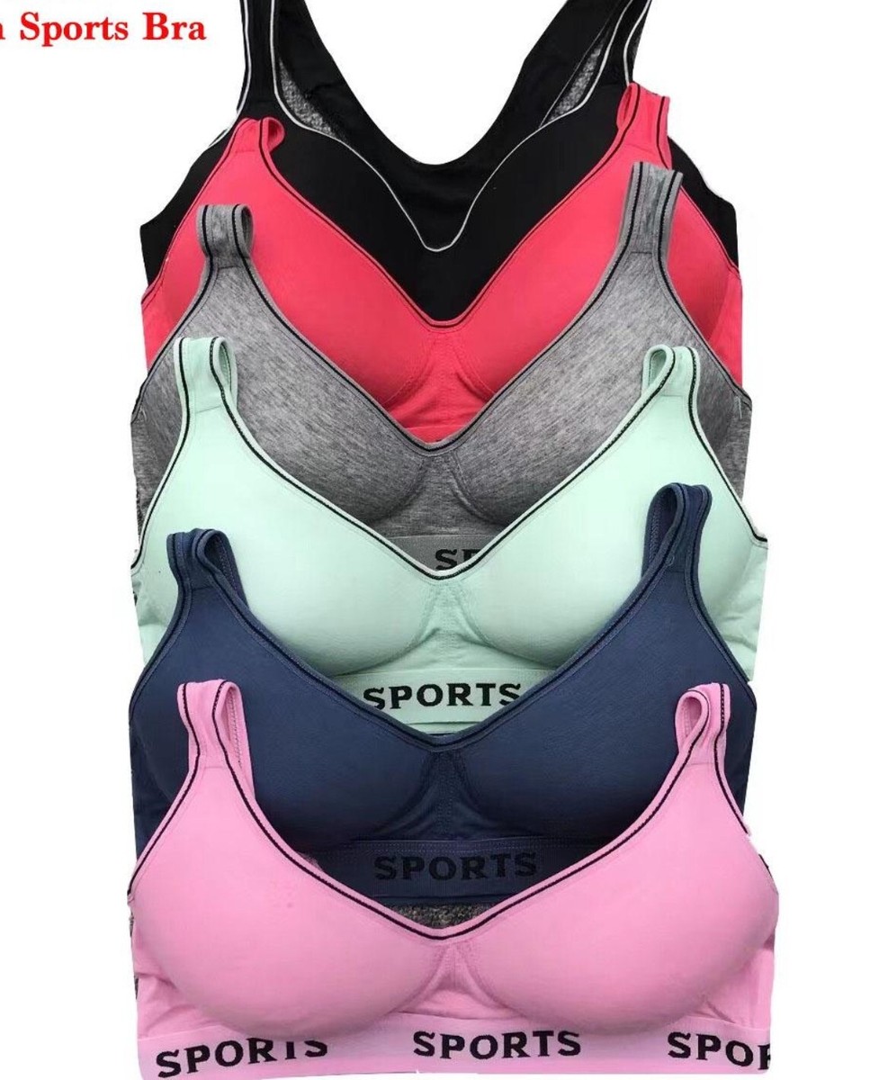 3- 6 Women's Sports Bras Yoga Racer Back Molded Cup Bra 6648 High