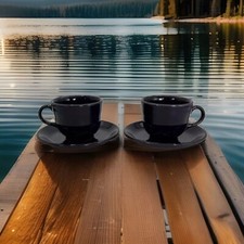 2002 Retired Plum Purple Fiestaware Coffee Cup and Saucer Set of 2