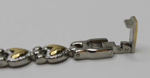Two Tone Metal Fashion Heart Links Bracelet Vintage - Picture 7 of 7