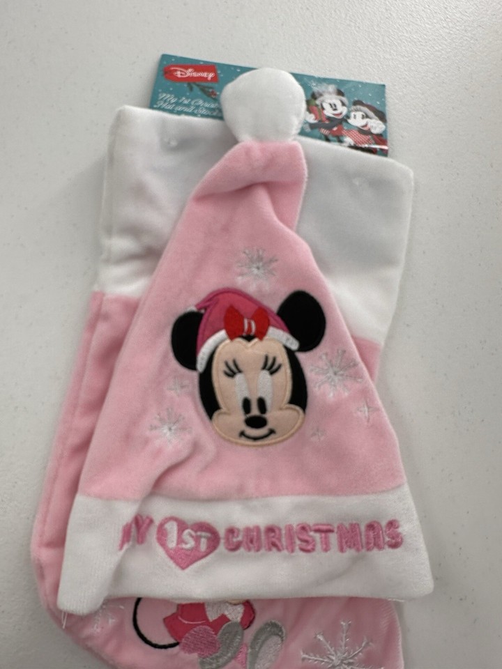 Vtg Disney MINNIE MOUSE My First Christmas Stocking Santa Hat Photo Prop Kmart eBay