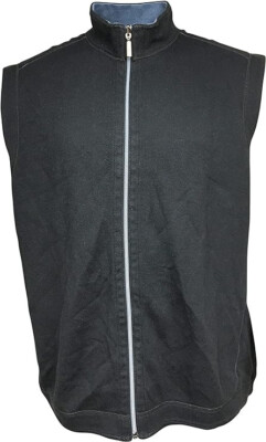 Tommy Bahama Men's Vests Cotton/Lyocell Blend Flipshore Full Zip Vest Night Cap