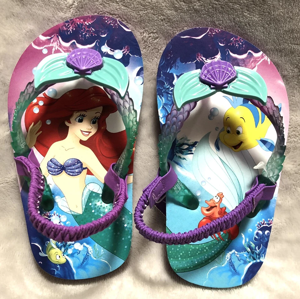 NEW Disney Little Mermaid Toddler Girls' Sling-Back Flip-Flop Sandals Size 5/6 - Image 2 of 4