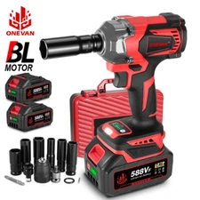 Cordless Impact Wrench 1200Nm 1/2" High Torque Power Driver Drill w/Battery Case