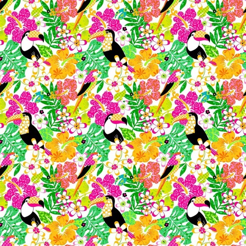Michael Miller Tropischer Tukan Blumen Baumwollstoff Vogel Meterware - Bild 2 von 5