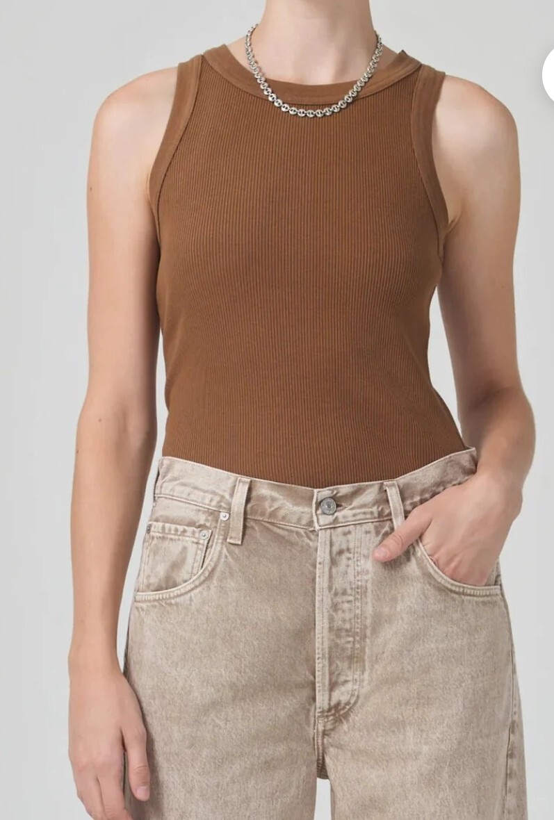 未使用 upper hights ISABEL NWT Citizens of Humanity SMALL Isabel Rib Tank Top In Malt