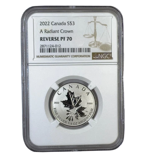 2022 Canada 1/4 Oz Silver $3 A Radiant Crown NGC Reverse PF 70