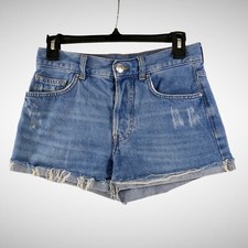 Forever 21 Lightly Distressed Blue Button-fly Denim Shorts Sz 24