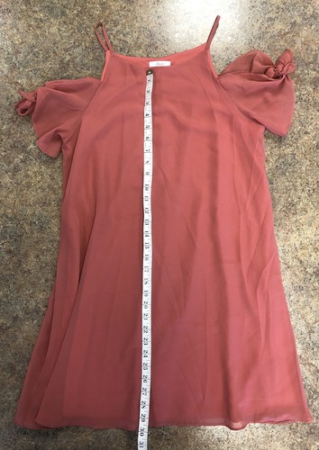 Soprano Womens Juniors Pink Rose Cold Shoulder Bow Tank Dress Sz M - Picture 5 of 9