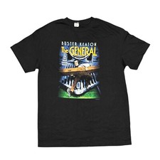 Vintage Movie Promo Shirt Black Mens Medium Buster Keaton 1920s Charlie Chaplin