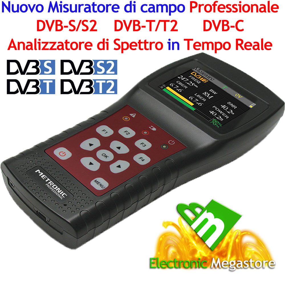Misuratore Segnale TV Sat Combo DVB-T2 S2 HEVC 10Bit Analizzatore Spettro