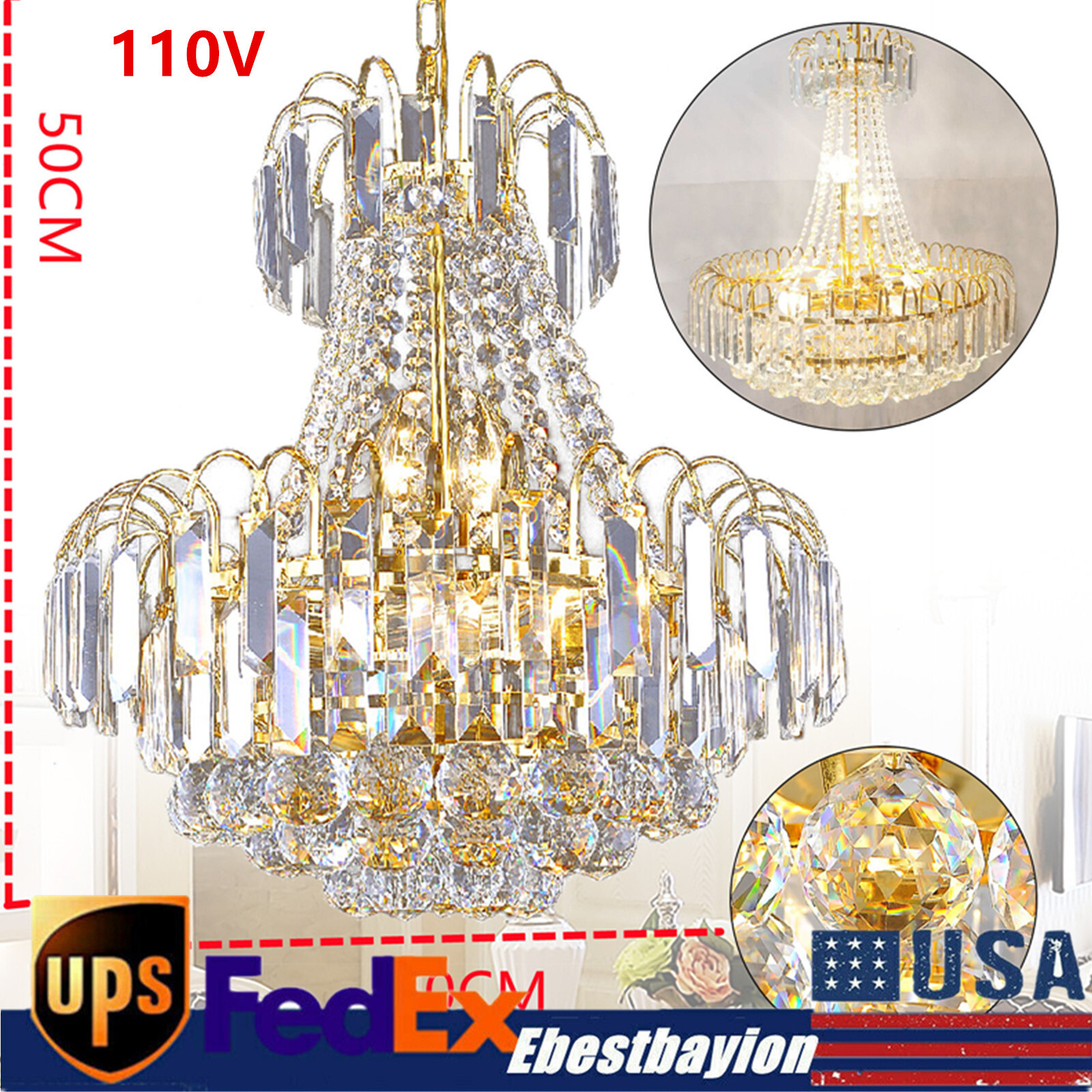 Modern K9 Ceiling Light Pendant Lighting Fixture Elegant Crystal Lamp Chandelier
