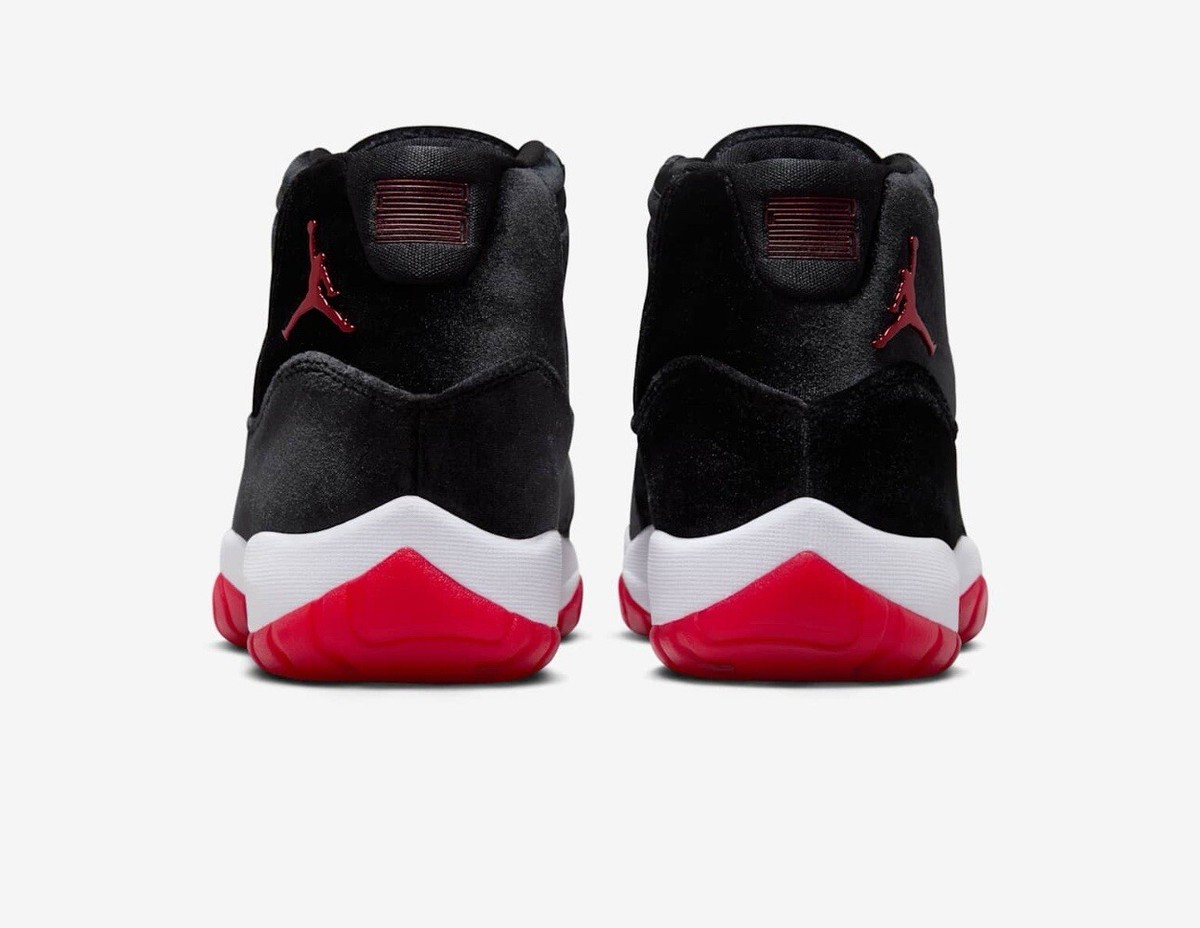 Women AIR JORDAN 11 Retro BRED VELVET Black / Gym Red Size