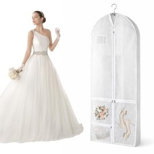 72" Wedding Dress Garment Bag, Dress Bag with 10'' Gusseted and 3 Accessory