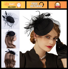 Elegant Pillbox Fascinator Hat with Veil - 20s 50s Vintage Cocktail Tea Party