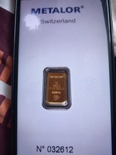 5grams 24 Carrat Gold Bullion Bar METALOR SEALED FROM ATKINSONS. 4324.63 per troy oz