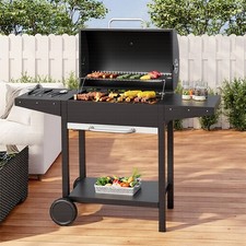 Image of Barbecue Grill Trolley Extra Large Smoke BBQ Portable w/ Wheel Drawer Tray & Lid