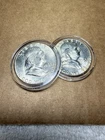 Last Year Issue 1963 Franklin Silver Half Dollar Lot of 2 BU Coins $1 Face 90%