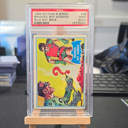 1966 Topps Batman Blue Bat #4B Branded Boy Wonder — PSA 9