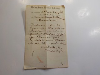 Civil War United States Military Telegraph 1864 Navy Yard Signature Paper VTG