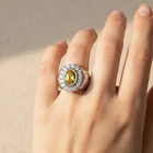Vivid Yellow Sapphire Oval 4.70Ct 925 Sterling Silver White Gold Bezel Rings