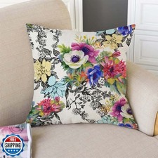 TSSOHU Throw Pillow Cover Vivid Colorful Garden Print Blossoming Wildflowers ...