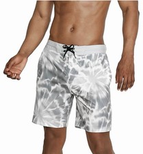 Speedo Men's Swim Trunk Knee Length Boardshort Bondi Printed Gray/White Size S