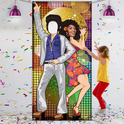 70s Disco Party Backdrop 6x3 Door Banner Hippie Dance Photo Prop with Rope Fun!!