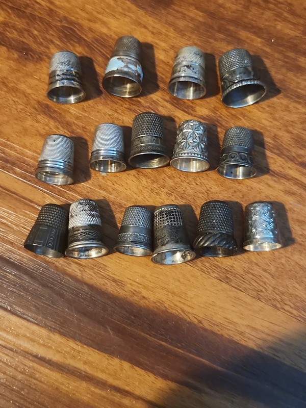 Lot of 15 Antique Sterling Silver Thimbles Various Makers and Sizes