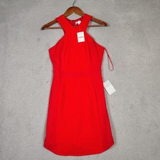 Adelyn Rae Dress Women XS Red Chevron Textured Sleeveless Halter Neck Sheath NWT