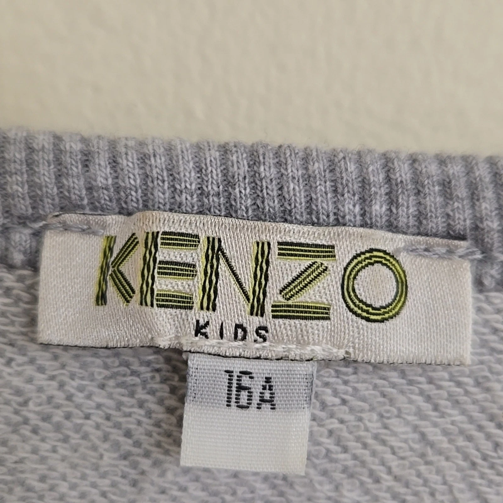 Abito Kenzo Kids Paris taglia 16A grigio manica lunga mini dress con logo davanti