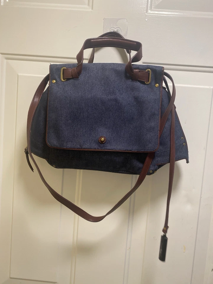 Jerome Dreyfuss Paris, Elegante bolso azul con detalles marrones. Foto 3 de 4