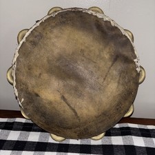 Antique Wood And Calf Skin Tambourine