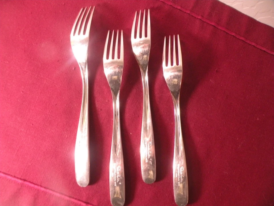 Set Of 4 Robert Welch SCOOP MIRROR Stainless Salad Forks Russell Clarke 7 1/4" B - Image 4 of 4