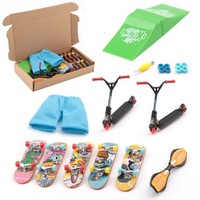 Finger Skateboard Scooter with Pants Mini Finger Toy Skateboard Ramp Set