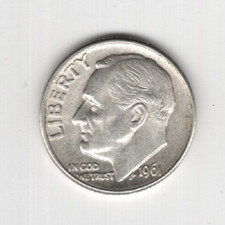 1961 D 10¢ DIME 90% SILVER TEN CENTS DENVER MINT UNITED STATES OF AMERICA USA