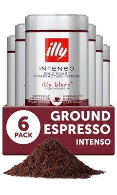 illy Ground Espresso Coffee, Intenso Dark Roast, 100% 8.8 Ounce (Pack of 6)