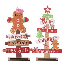 Gingerbread Christmas Sign Wood Christmas Tab...