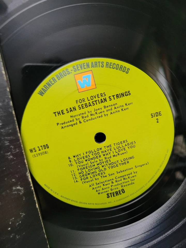 Vintage San Sebastian Strings For Lovers Vinyl LP Rod McKuen Anita Kerr WS 1795 Foto 4 de 4