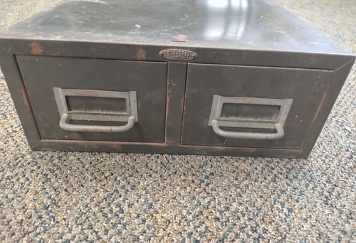 Cassettiera porta carte vintage Cole in acciaio con 2 cassetti - verde - Foto 2 di 7