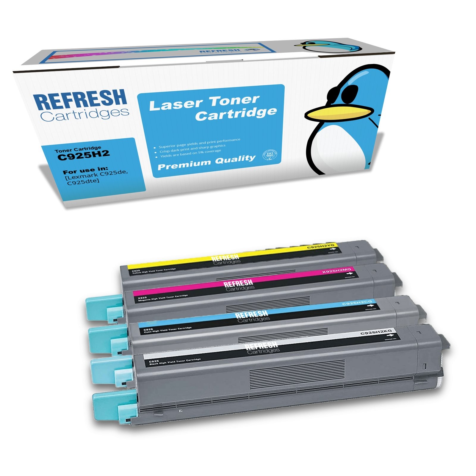 Refresh Cartridges Full Set Pack C925H2 Toner compatible with Lexmark Printers