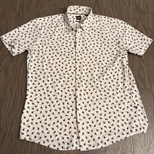 Hugo Boss Shirt Mens Polo Golf All Over Print Black Label Rose Slim Fit Large L