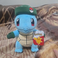 POK MON Squirtle Plush Figure with Green Hat and Mittens RARE NWT