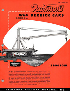 VINTAGE 1958 FAIRMONT RAILWAY MOTOR CARS W64 DERRICK 4 PAGE BROCHURE