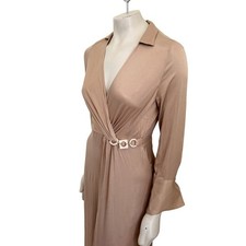 NWT ZARA Satin Effect Midi Wrap Dress in Soft Gold WOMEN'S SMALL