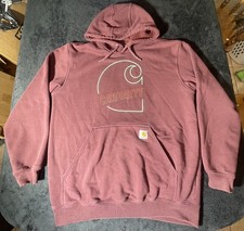Carhartt Loose Fit Logo Graphic Burgundy Hoodie Men  s Size Large