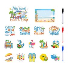 Cruise Door Magnet Set Dry Erase Board & Pens &ndash; Fun Tropical D&eacute;cor