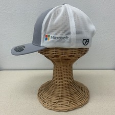NEW Microsoft Baseball Cap Hat Windows Flexfit Gray White Mesh Cap America